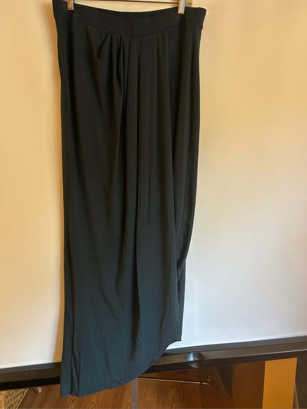 MARSTE CHELSEA DRAPED MAXI ASYMMETRIC OVERLAPPING FRONT JERSEY SKIRT 16-18
